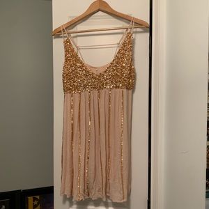 Free People Glitter Girl Rose Gold Sequin Dress